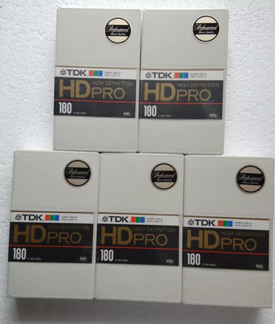 5x TDK HD PRO 180 VHS Kassetten NEU und OVP
