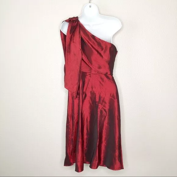 JIM HJELM Occasions One Shoulder Taffeta Dress Red Size 8 3