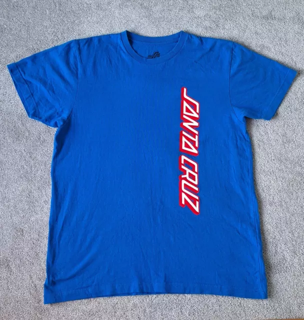 Santa Cruz Skateboard T-shirt Mens Size Large Blue Short Sleeve Logo Graphic Tee