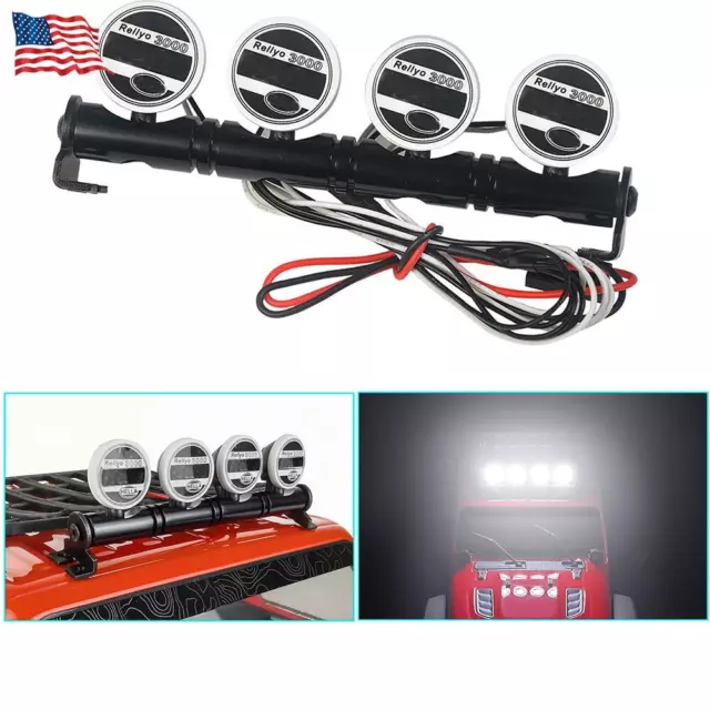 RC Car Accessories Bright LED Roof Lamp Lights Bar For 1/10 RC Crawler Car TRX4