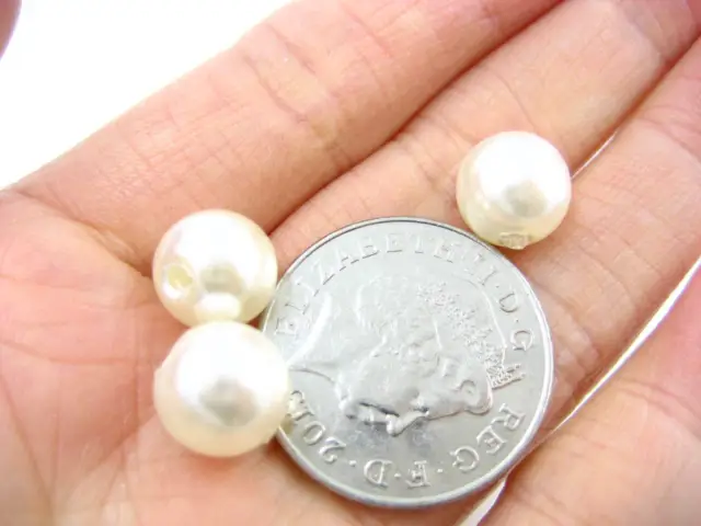 50 pièces blanc 10 mm fausse imitation perle espace perles trou artisanat bijouterie
