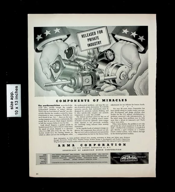 1948 Arma Instruments U.S. Military Private Industry Vintage Print Ad 26717