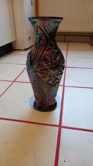 Selten! 30 cm große Bleikristall Vase  LGW Pfauenauge, Kaleidoskop, irisierend