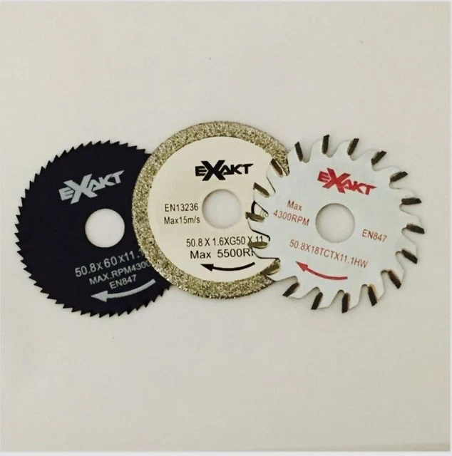 247bid Mini 2 Circular Saw Blade Set 54.8mm 3pc HSS TCT Diamond Cutting +Mandrel