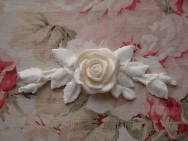 New! Shabby and Chic Rose and Leaf Swag Center Furniture Applique Architectural