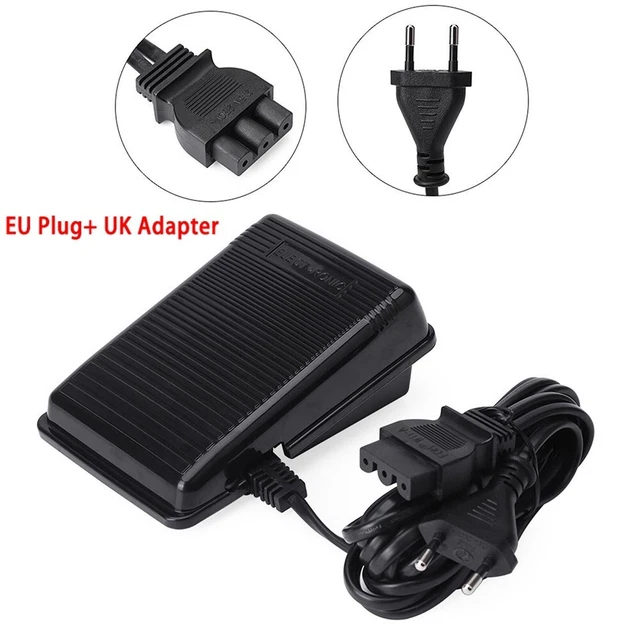 Pedal de control de costura costura piezas de máquina de coser negro adaptador Reino Unido accesorios 0,5 A