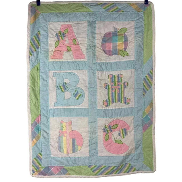 De colección Hecho en Casa ABC Bebé Edredón Manzana Gato Rosa Azul Verde