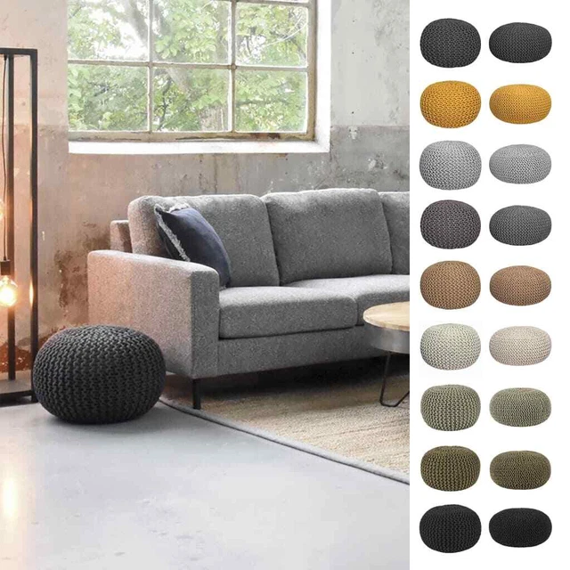 LABEL51 Pouf Knitted Cotton Knit Stool Seat Pouf Puff Multiple Selection Vida
