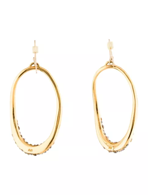 Alexis Bittar Miss Havisham Gold Crystal Encrusted Oval Drop Hoop Earrings 2