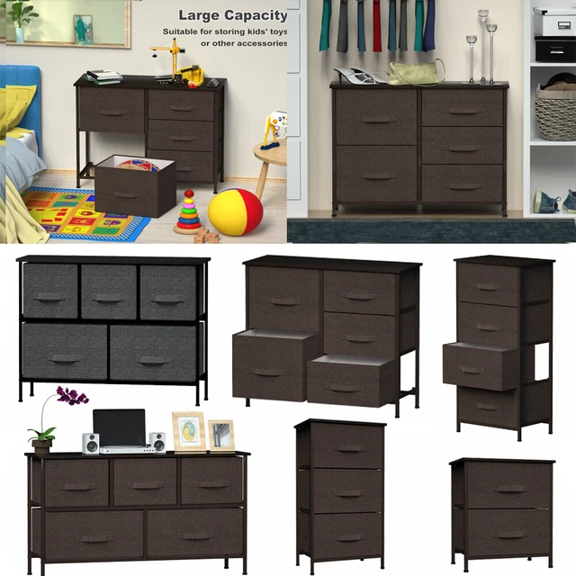 Fabric Drawers Dresser Nightstand Chest Organizer Storage Cabinet for Bedroom US