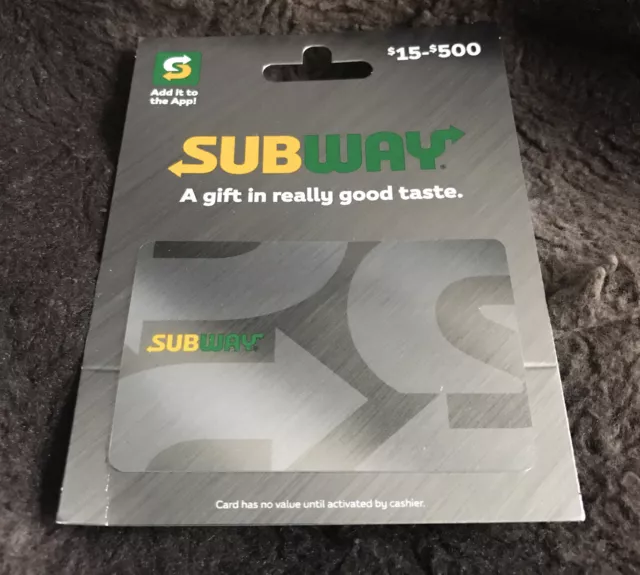 Subway Silver Foil Gift Card Hanger No Value Eat Fresh 2018 New