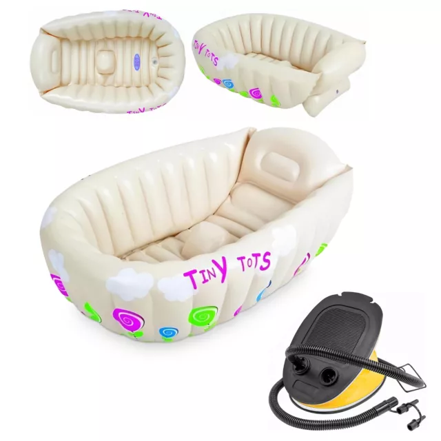 Sensor de temperatura de calor inflable Tiny Tots para baño de bebé bañera de hidromasaje con bomba de aire