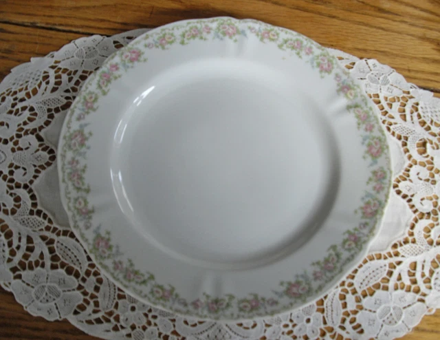 Vintage Syracuse China O.P.CO.  Pink Flowers 9 3/4" Plate ~