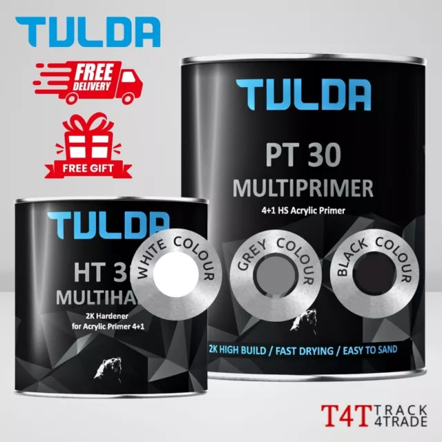 TULDA PT30 Multiprimer 4+1 HS Acrylic Primer 1.25L & 5L Kits: GREY, WHITE, BLACK