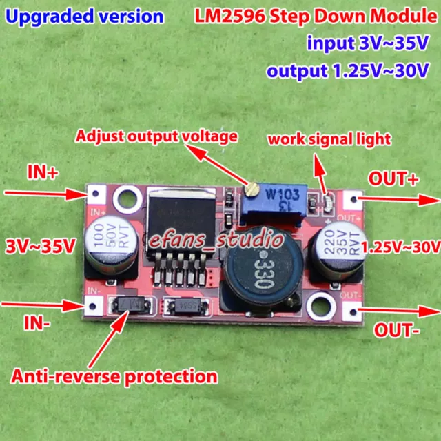 3A Mini DC-DC Buck Step-down Volt Converter Regulator 3V-35V to 5V 6V 9V 12V 24V