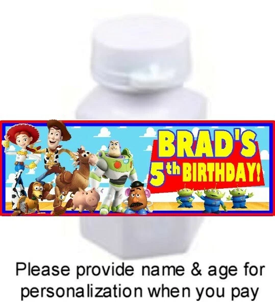 30 TOY STORY Birthday Party Bubble Labels Stickers Buzz Woody Jessie 