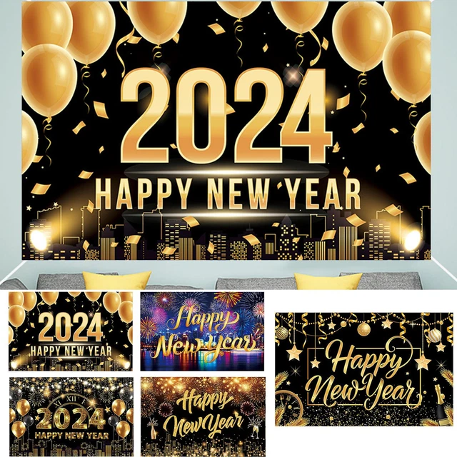 HAPPY NEW YEAR Decorations 2024 Fireworks Balloons 2024 Cheers to New