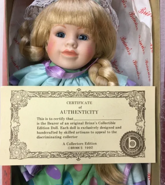 Brinns 1992 Collectible Porcelain Daily Doll - Clown - New in collectable box