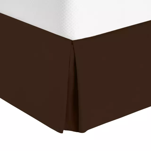 Solid Luxury Pleated Tailored Bed Skirt - 14” Drop Dust Ruffle, Queen -Chocolate