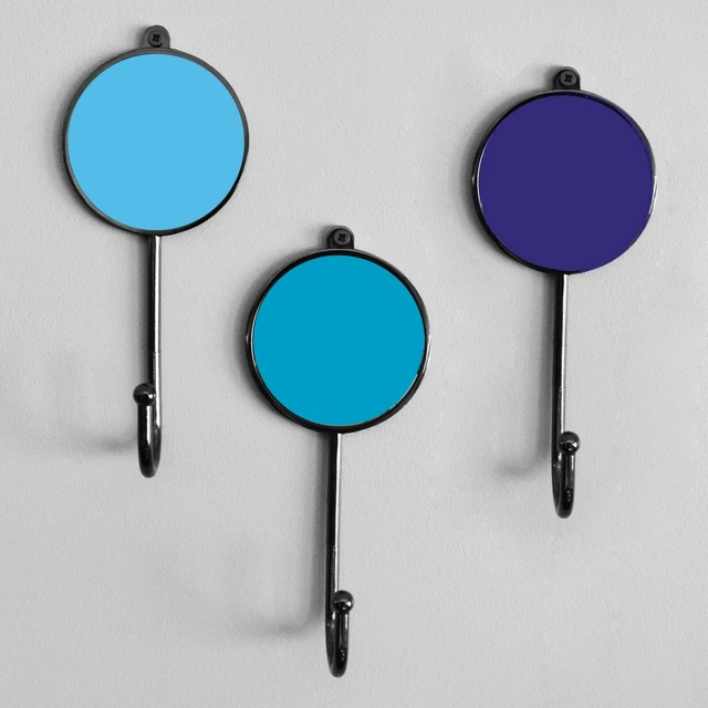 Blue Colourful Robe Hanger Coat Wall Bathroom Bedroom Hallway Hooks