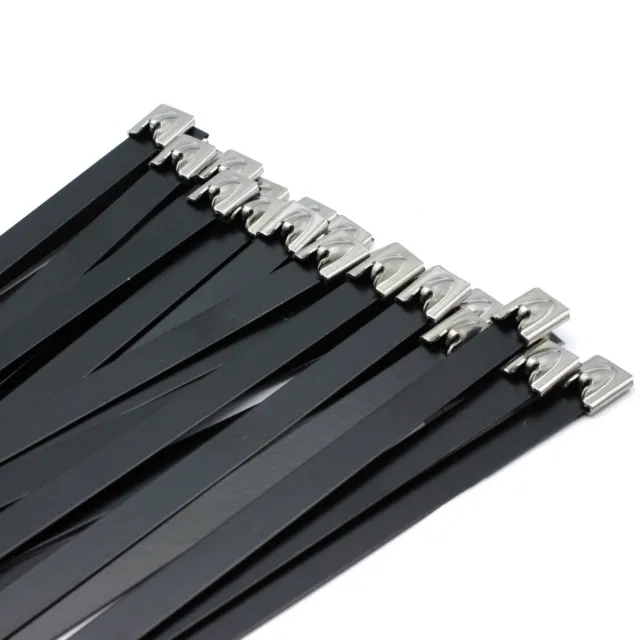 10x Attaches de Câble en Métal 7,9 x 600mm Métal Attache-Câbles Inox V2A Noir