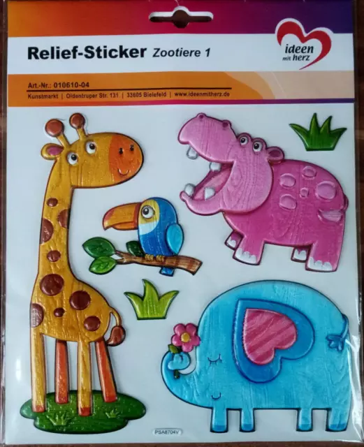 1  - Relief Sticker in Holz - Optik +++ ZOOTIERE  1  + Selbsklebend +Jittenmeier