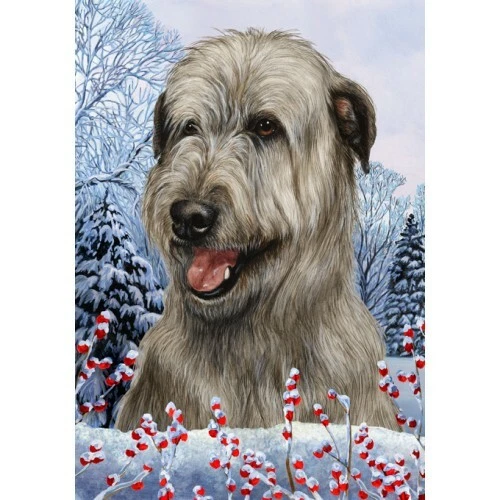 Winter House Flag - Grey Irish Wolfhound 15329