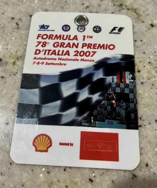 Lewis Hamilton F1 Monza Debut - 2007 Italian Formula 1 Grand Prix Pass/Ticket