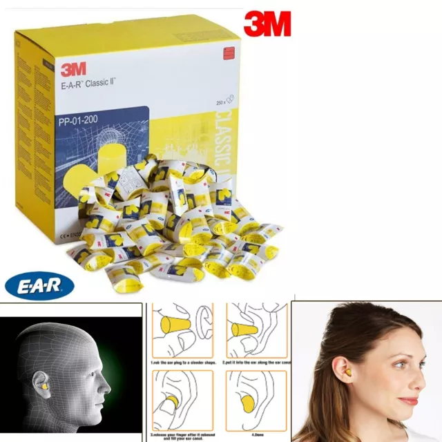 3M EAR Classic Foam Ear Plugs, PP-01-002, SNR 28dB Factory Sealed 100% Hygienic