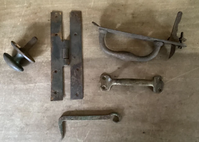 Vintage Lot Includes A Thumb Latch Door Handle~Single Hinge~Door Handle~Knob