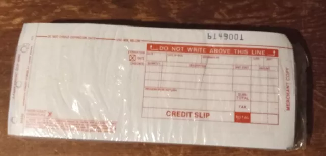 100 LONG 3 PART Credit Card Imprinter Sale Slips Credit Charge Receipt Drafts