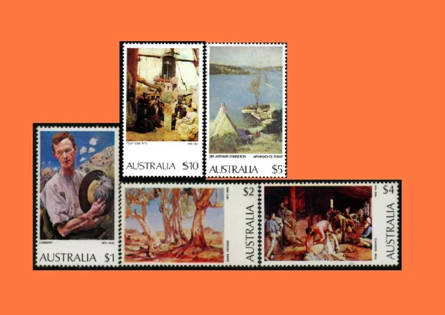 1974, 1977, 1979 Australian Paintings Set $1, $2, $4, $10 High Value MNH