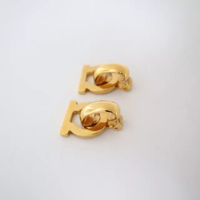 Salvatore Ferragamo Earrings Crip-On Made in Italy Authentic Gold Color