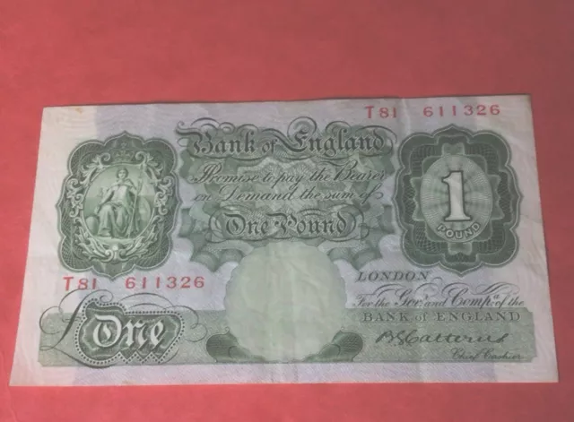 1920s BANK OF ENGLAND NOTE SIGNED BY CATTERNS GREAT CONDITION COLLECTION PIECE.