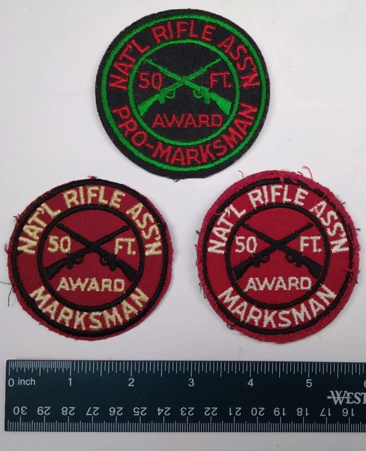 Patch Brodé NATIONAL RIFLE ASSOCIATION, Récompense MARKSMAN 50 FT, Neuf