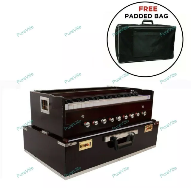 Portable 3.5 Octave 9 Stopper Baja And Coupler Wood Harmonium With Padded Bag