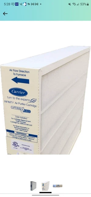 Carrier/Bryant GAPCCCAR1625-16 X 25 MERV 15 Evolution Air Purifier Filter,...
