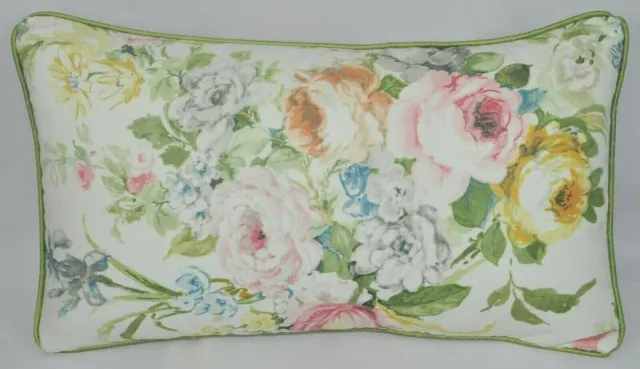 NEW Corded Pillow made w Ralph Lauren Home Lake White Floral Rose Fabric 20x12