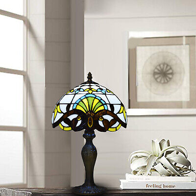 Lampada da tavolo stile Tiffany 10 pollici artigianato camera da letto soggiorno vetro colorato