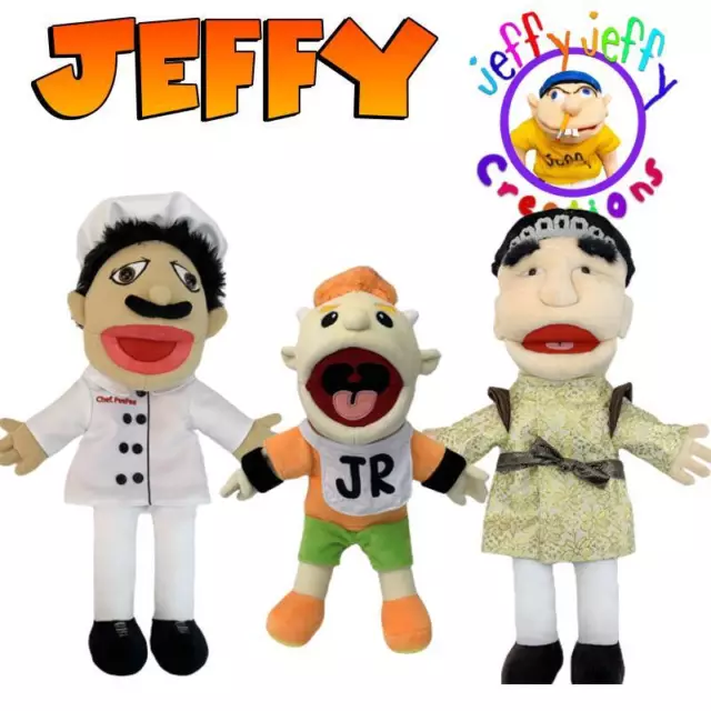 JEFFY CHEF JUNIOR Cartoon Hand Puppet Plush Toy Soft Stuffed