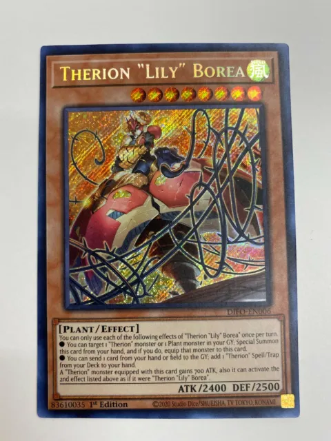 Yugioh Therion "Lily" Borea DIFO-EN006  Secret Rare1st Edition Near Mint