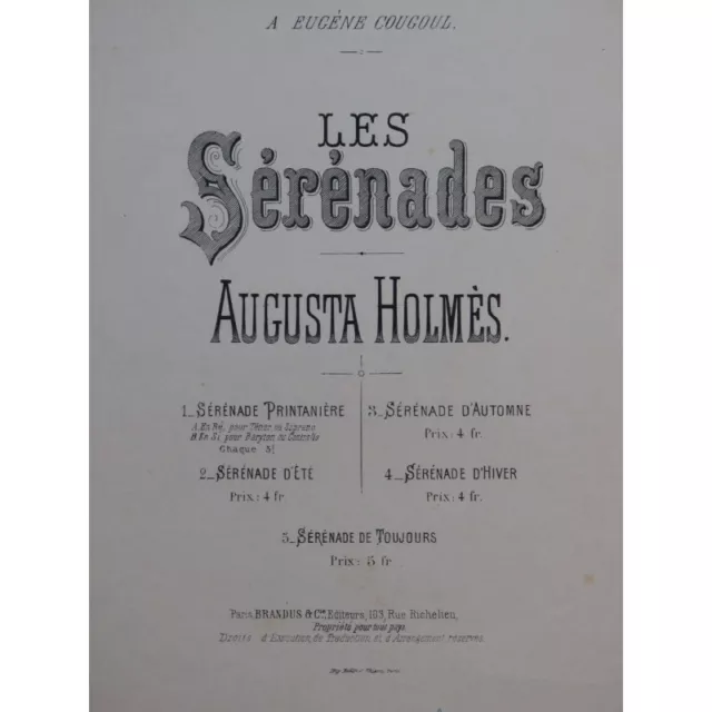 HOLMÈS Augusta Sérénade D'Automne Chant Piano ca1885