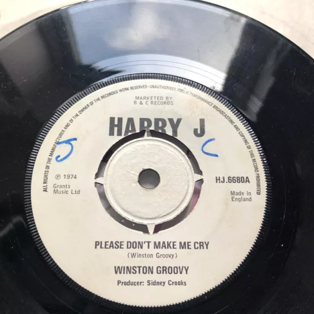 Winston Groovy Please Dont Make Me Cry 1974 Uk Harry J Vinyl 7"45 Hj6680 Reggae