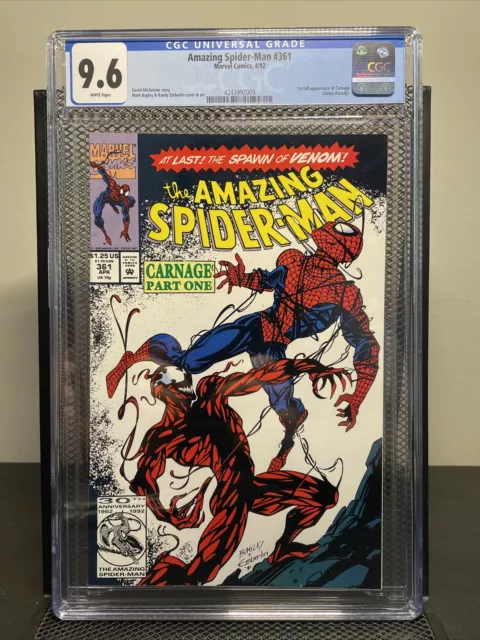 Amazing Spider-Man #361 Cgc 9.6 1St App Of Carnage White Pages Marvel 1992