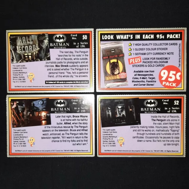 1992 Dynamic Batman Returns Movie Trading Cards