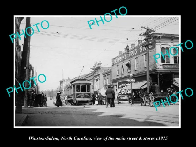 OLD LARGE HISTORIC PHOTO OF WINSTON SALEM NORTH CAROLINA THE MAIN STREET c1915