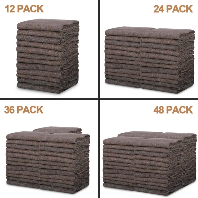 12/ 24/36/48 Pack Moving Blankets Cut Size 54x72 Inch Shipping Furniture Pads