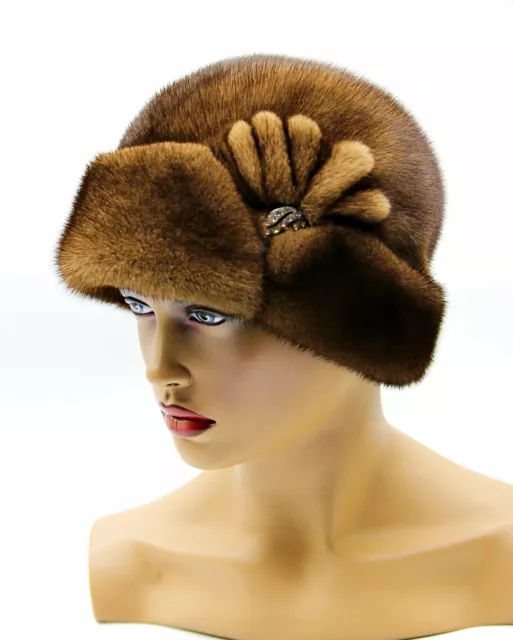 Fur Hat Cloche Woman Winter Mink Warm Style Real Fashionable Natural Pastel