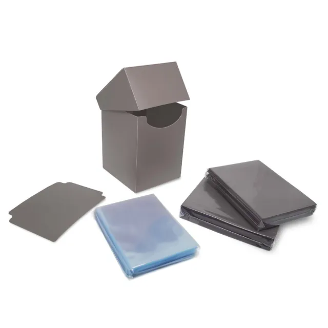 BCW Card Combo Deck Box 100 Guards + Inner Sleeves 64x89mm Acid Free Pack Gray