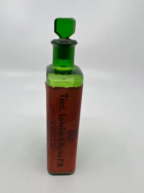Aetherea Ether Poison Green Ribbed Antique Apothecary Bottle Pharmacy Medicine